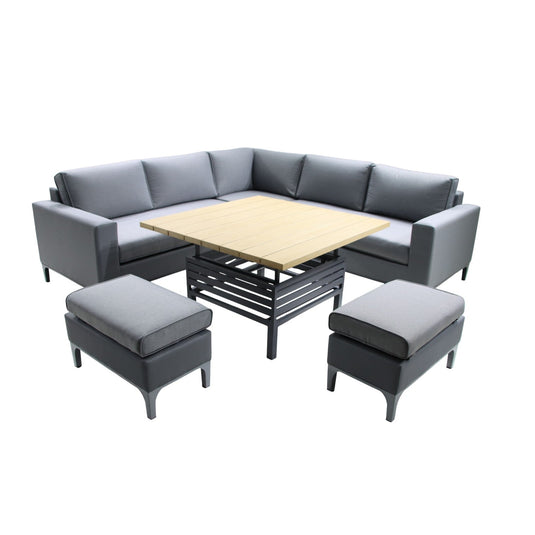 Stockholm Fully Upholstered Modular Dining Set With Adjustable Table