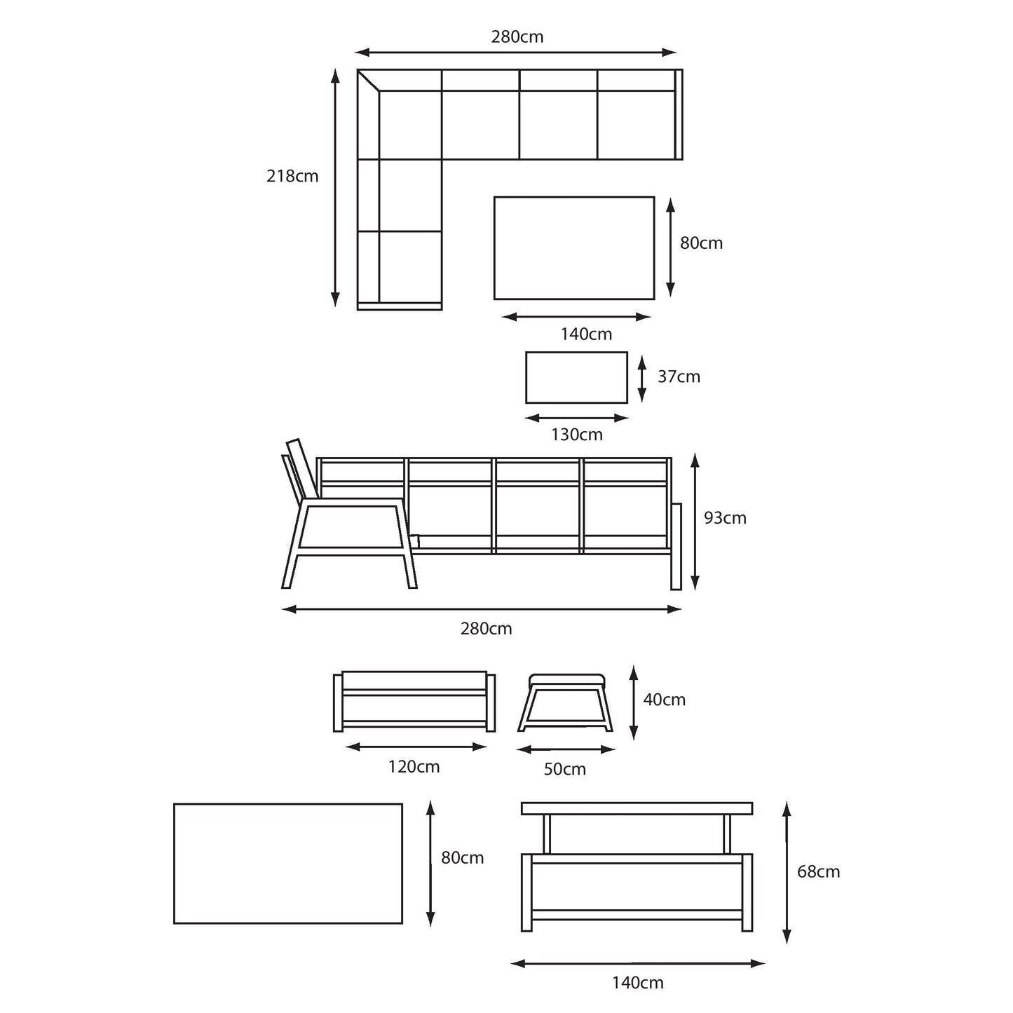 LG Outdoor Seville Modular Dining Set with Adjustable Table