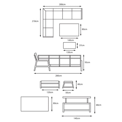 LG Outdoor Seville Modular Dining Set with Adjustable Table