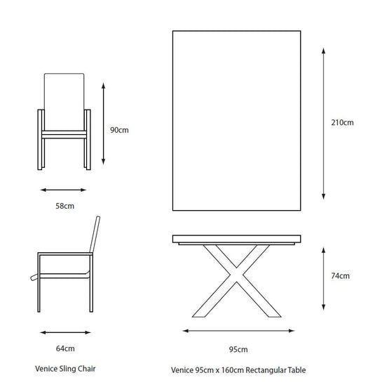 Venice 6 Seat Dining Set With Dining Chair And 3.0m Deluxe Parasol