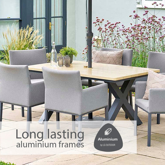 Venice 6 Seat Dining Set With Dining Chair And 3.0m Deluxe Parasol