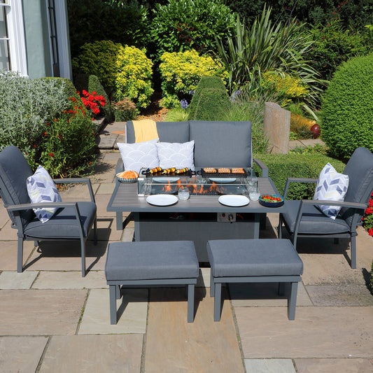 Milano Lounge Set With Gas Firepit Table