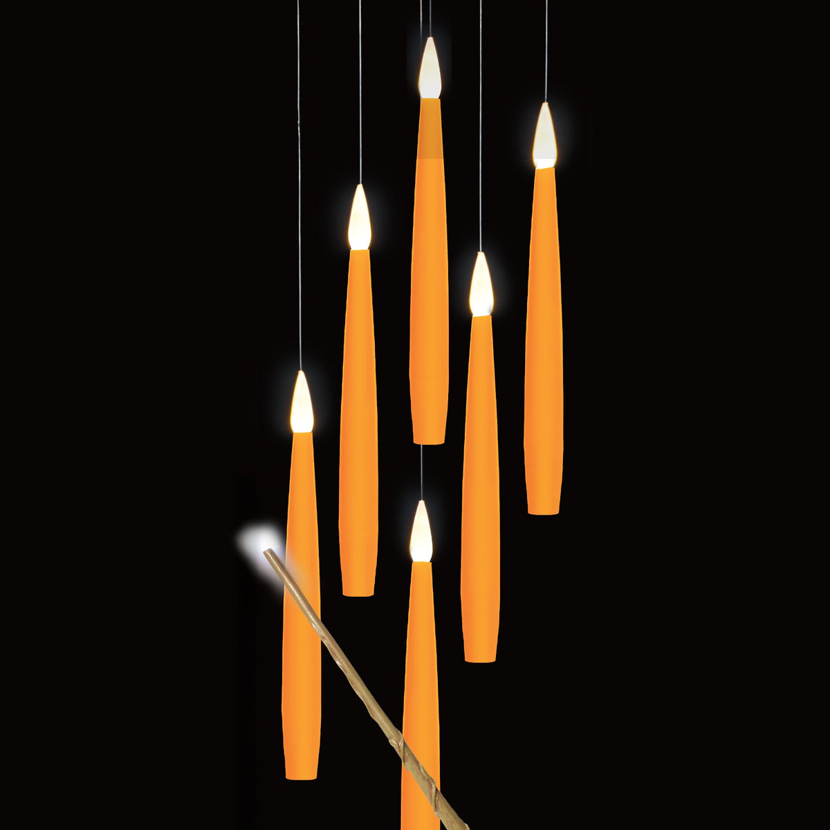 Set of 5 Magic Candles With Wand (Orange)