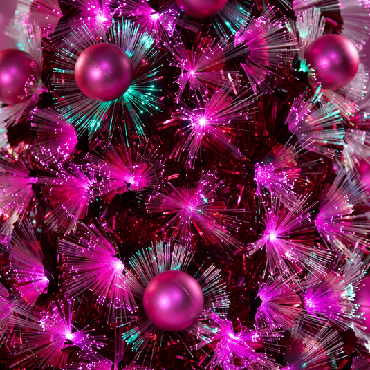 Hot Pink Fibre Optic Tree With Pink Baubles
