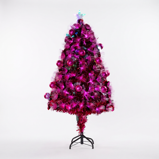Hot Pink Fibre Optic Tree With Pink Baubles